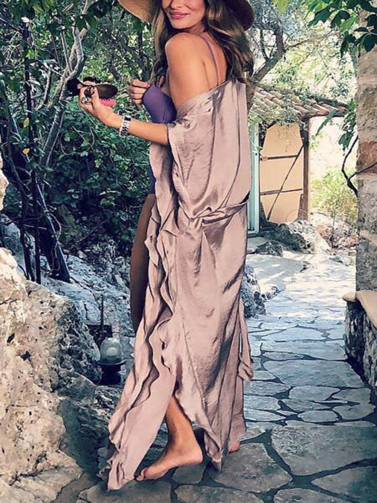 Vestido longo tipo quimono com cinto Island Girl