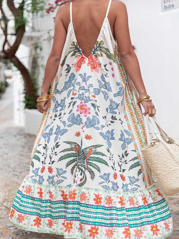 Vestido Longo Solto Marisol em Linho com Estampa Exclusiva e Modelagem Evasê