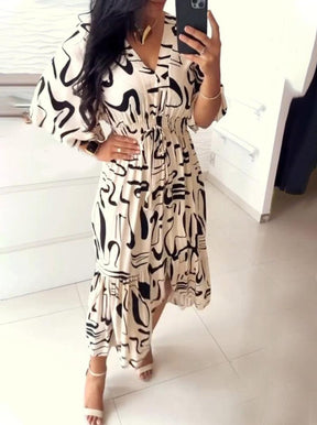 Vestido com estampado decote em V Original Priya