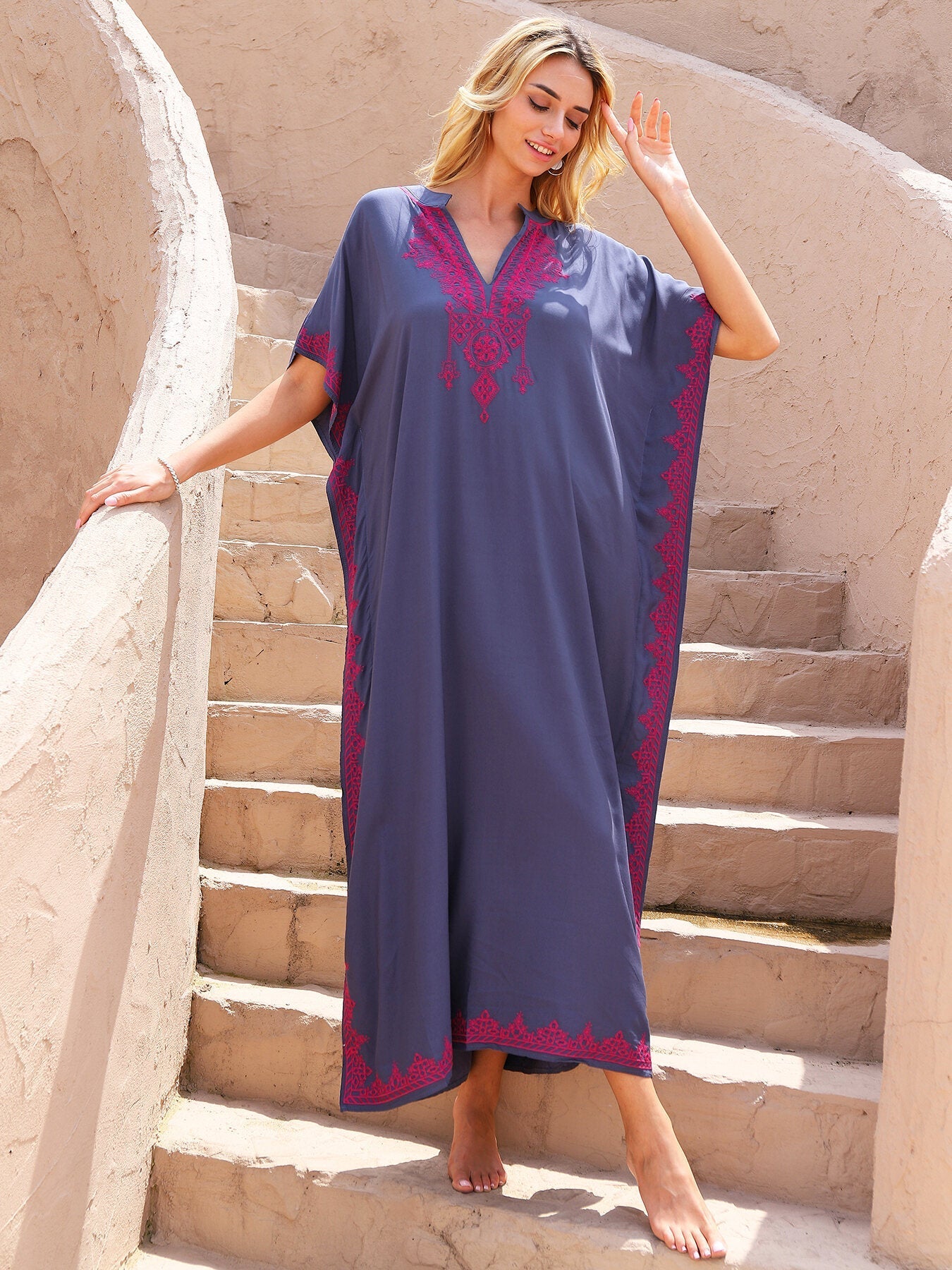 Kaftans Bordado Verão 2025  Azul II- Original Priya™