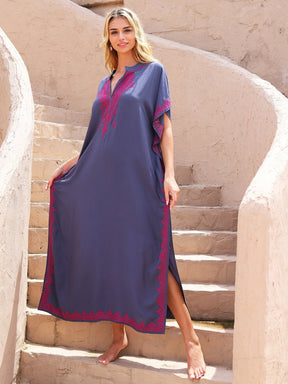 Kaftans Bordado Verão 2025  Azul II- Original Priya™