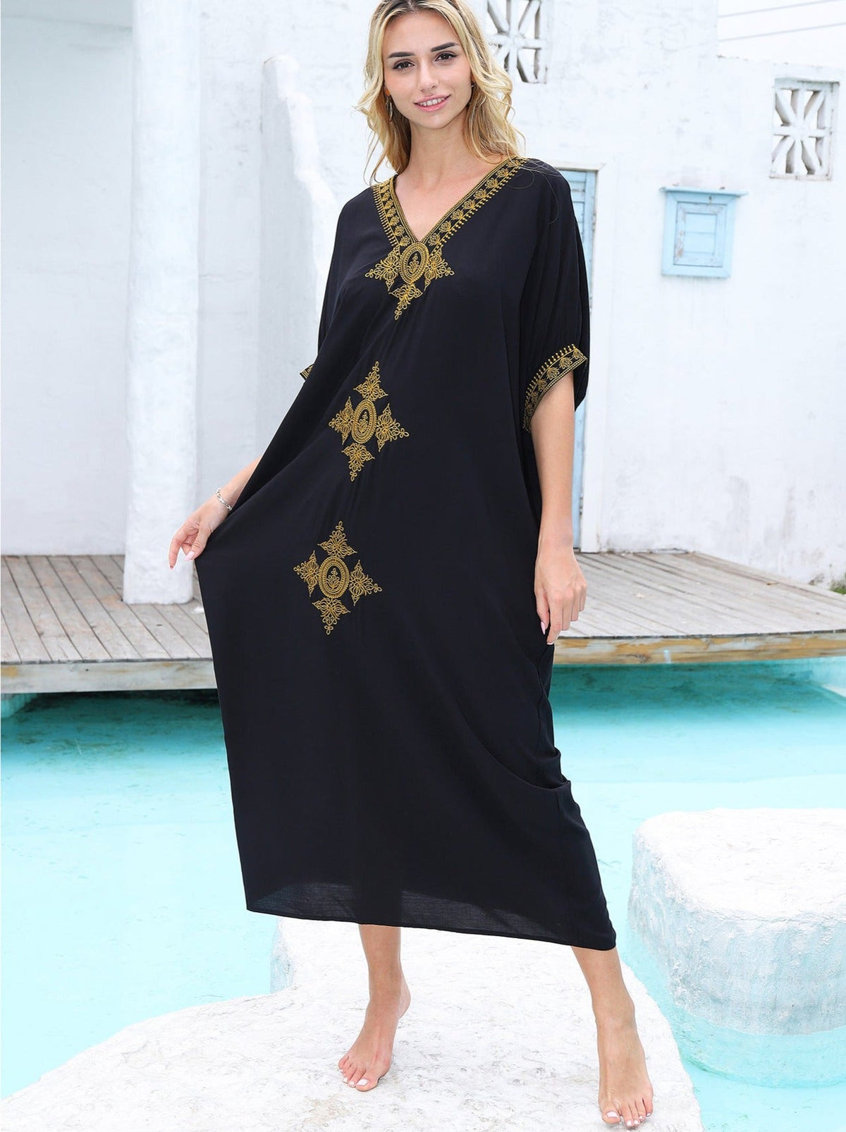 Kaftans Bordado Preto Verão 2025 Preto - Original Priya™