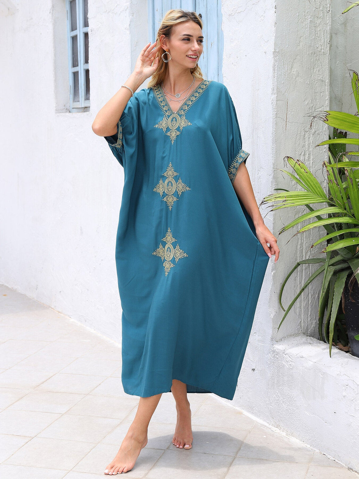 Kaftans Bordado Verão 2025 Azul - Original Priya™