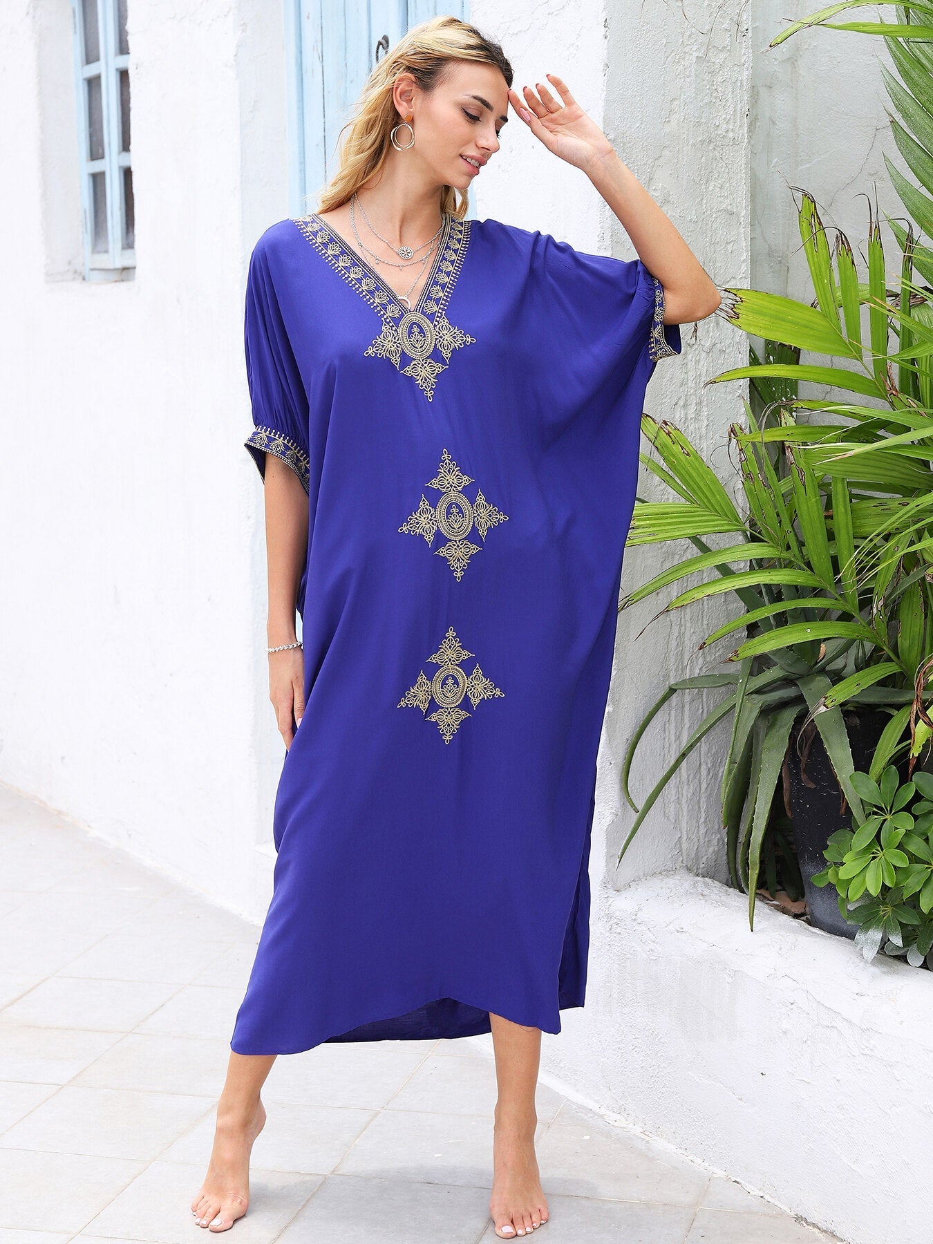 Kaftans Bordado  Verão 2025 Azul - Original Priya™