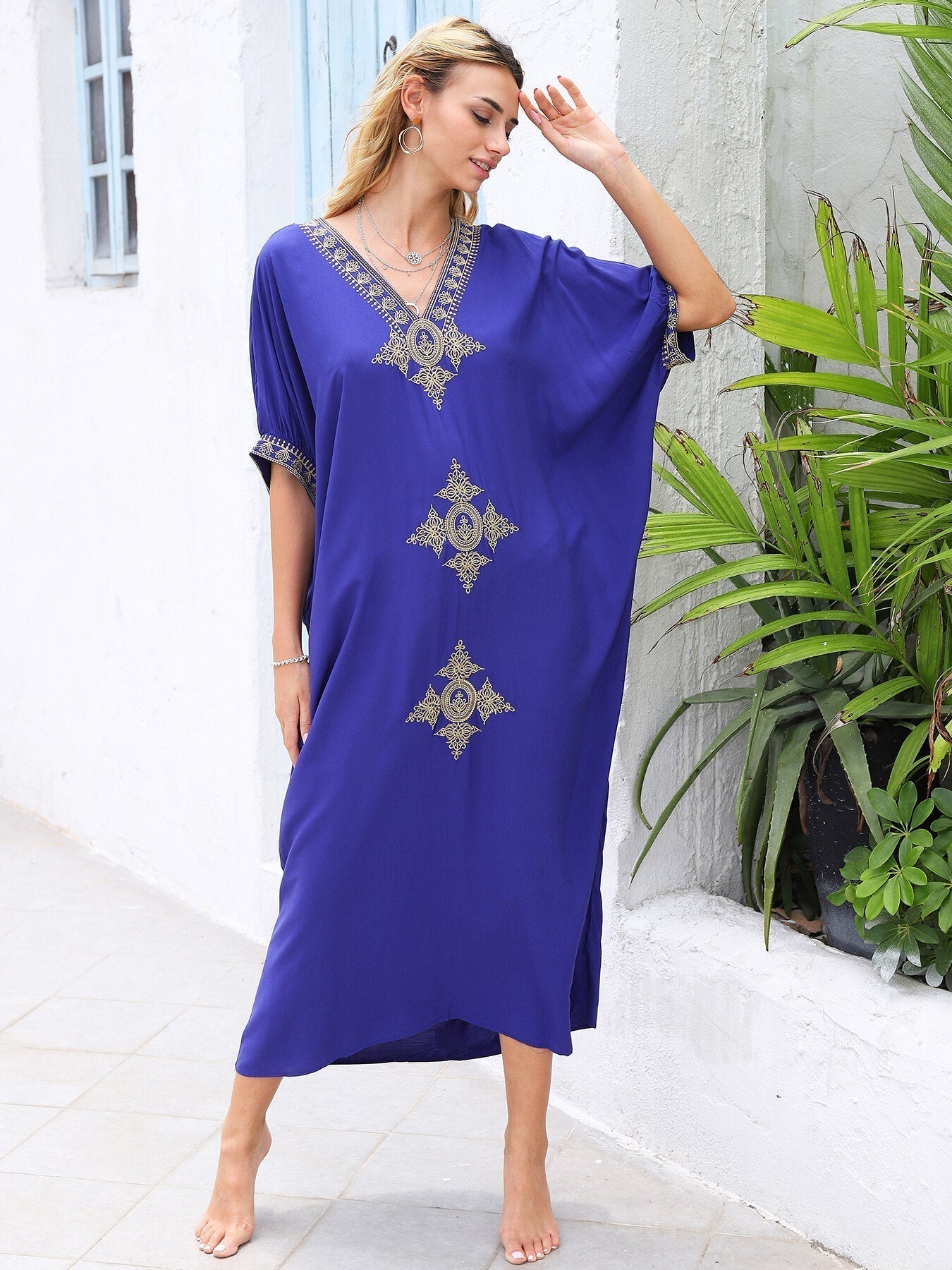 Kaftans Bordado Verão 2025 Azul - Original Priya™ - Priya