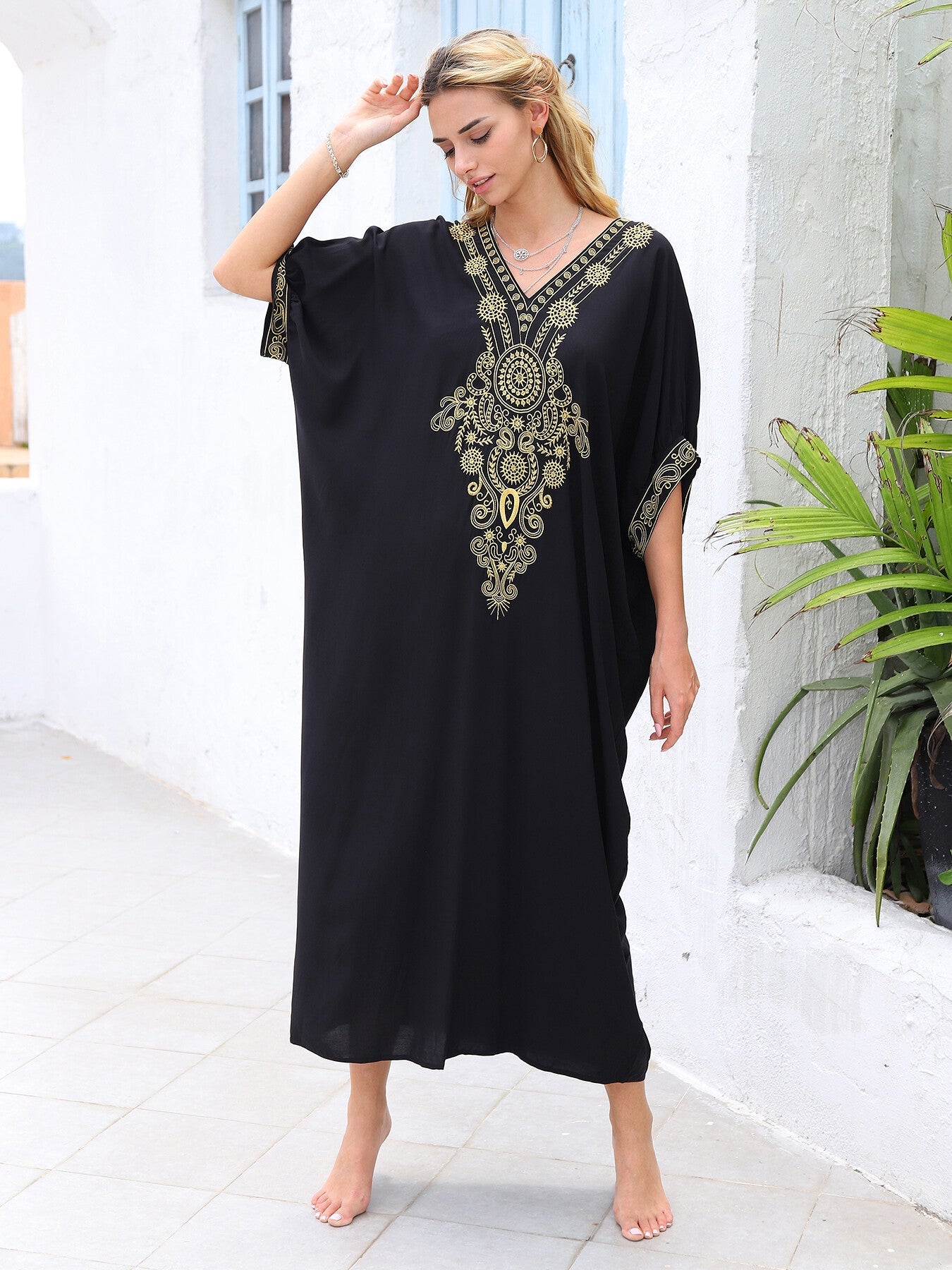 Kaftans Bordado Verão 2025 Preto - Original Priya™