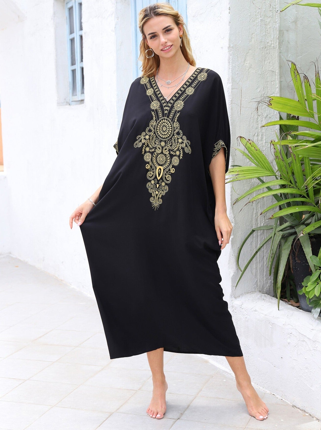 Kaftans Bordado Verão 2025 Preto - Original Priya™