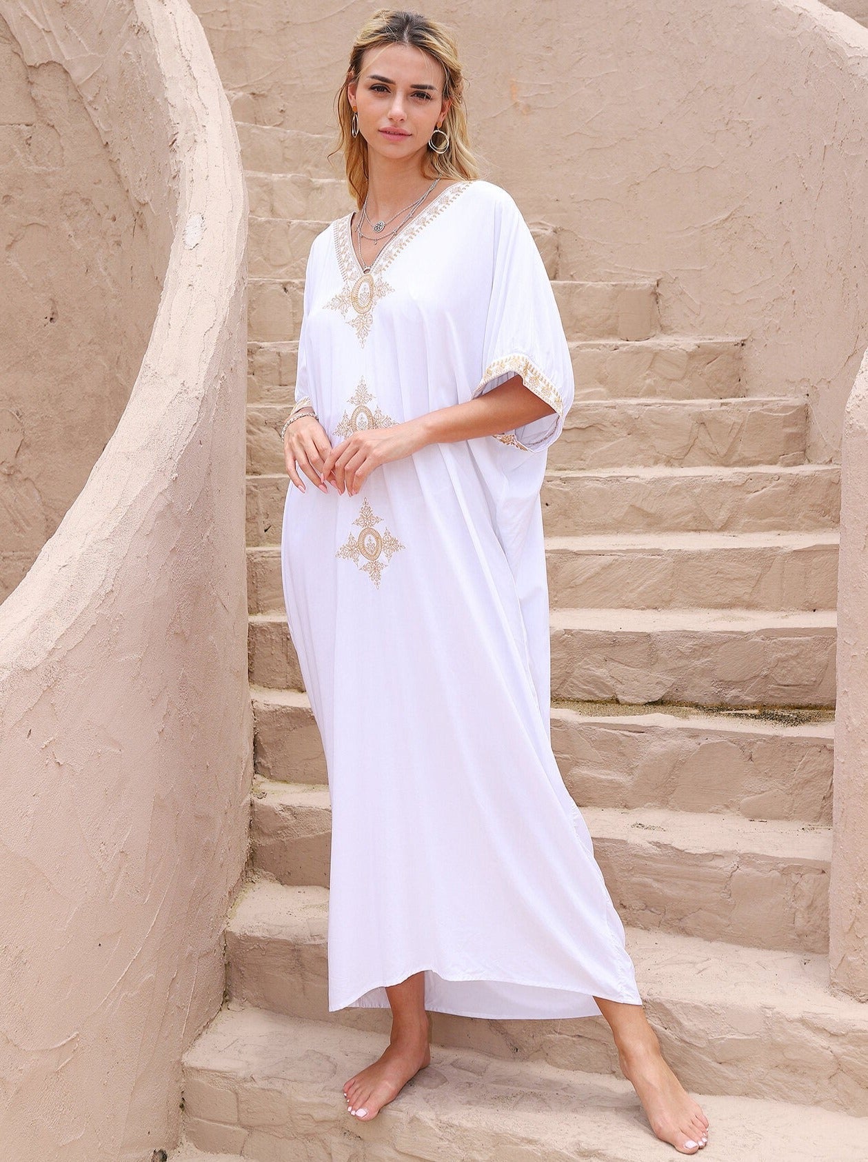 Kaftans Bordado Verão 2025 Branco - Original Priya™