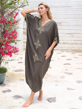 Kaftans Bordado Verão 2025 Marrom - Original Priya™