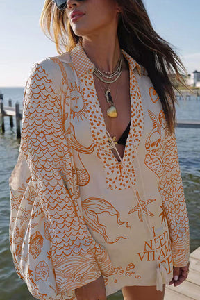 Conjunto de camisa com borlas e shorts com cós elástico de cetim Live By Water