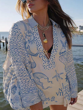 Conjunto de camisa com borlas e shorts com cós elástico de cetim Live By Water
