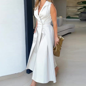 Vestido Midi Longo Plissado